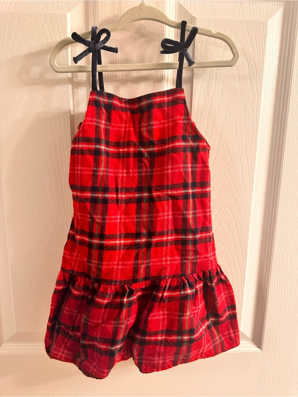 Old Navy Red and Navy Plaid Tie-Strap Dress